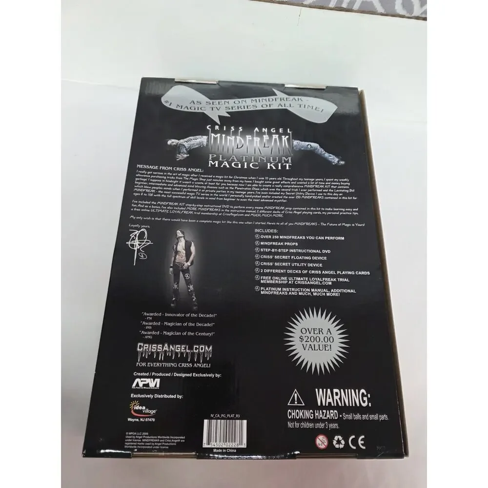 Criss Angel Mindfreak Platinum Magic Kit NEW Sealed 250 tricks! DVD Included +